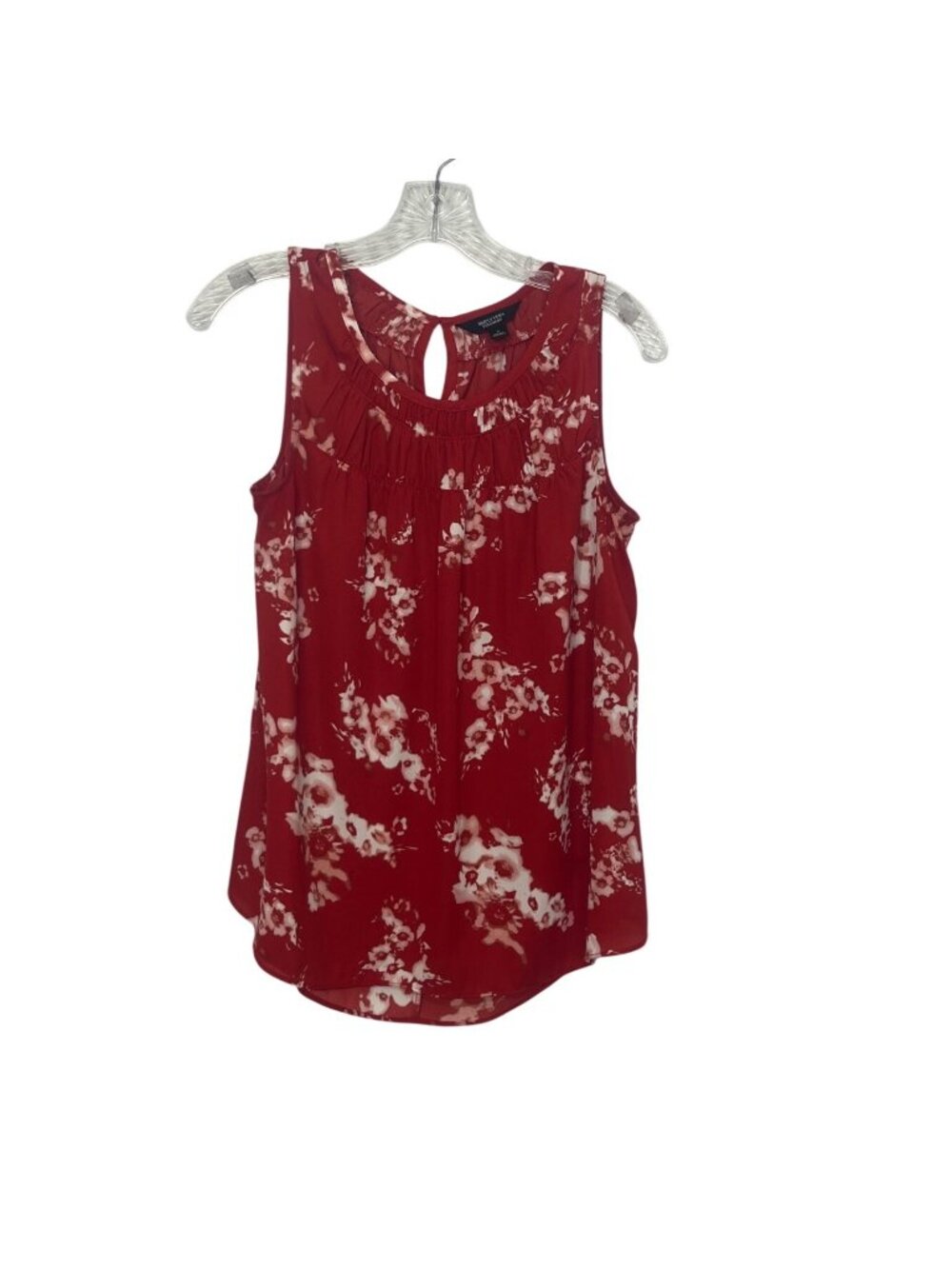 Simply Vera Vera Wang Floral Sleeveless Blouse Top Small Red Keyhole Back